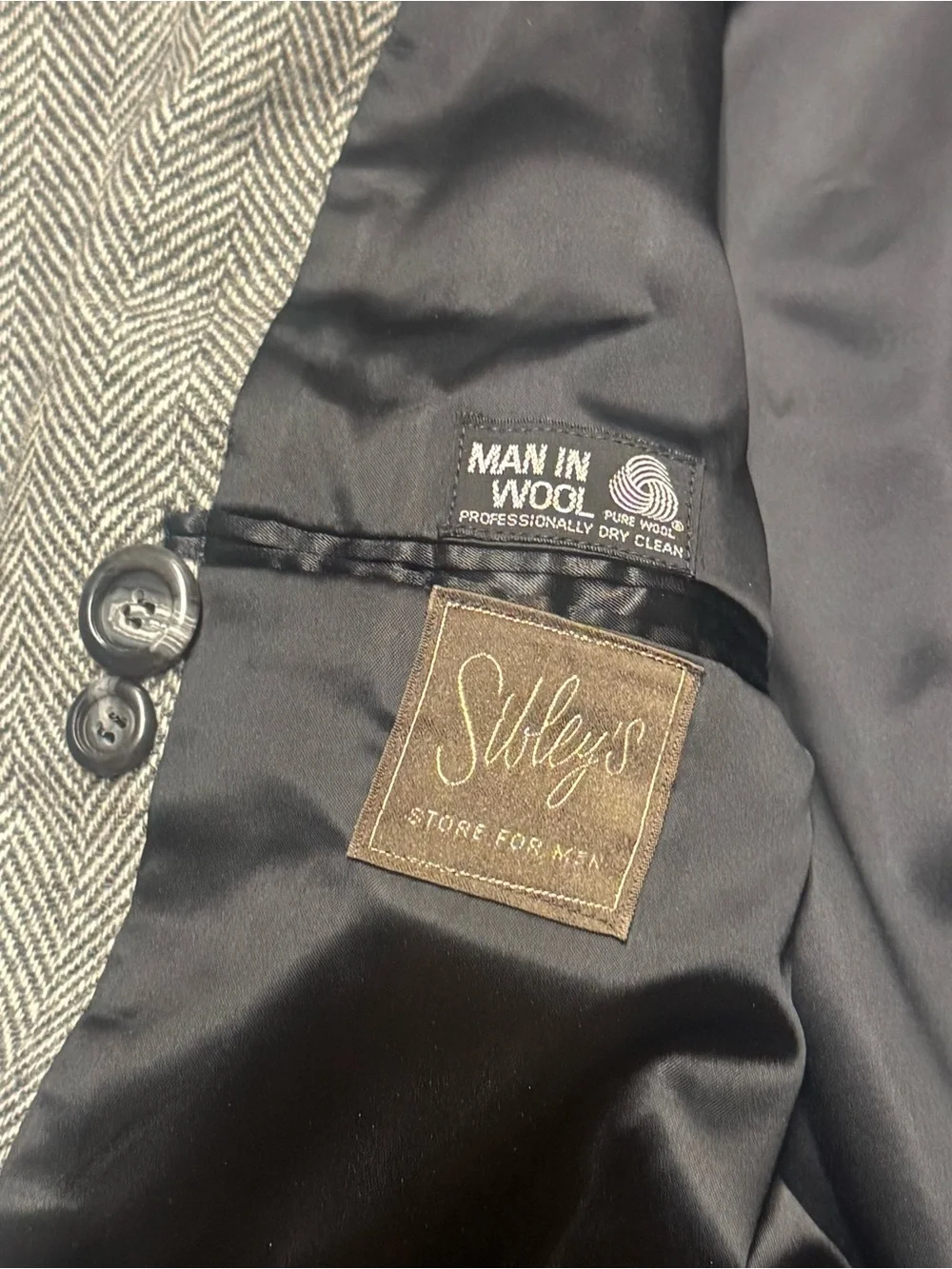 Sibley’s Men's Herringbone Wool Blazer coat with Notch Lapel - Gray